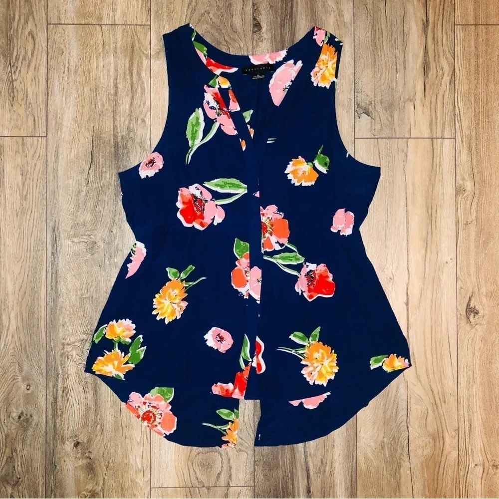 Sanctuary Floral Button Down Sleeveless Blouse Top Size XL - Picture 2 of 9